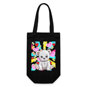 Retro Teddy Bear Bear Bears Kids Baby 80s - Gift Bag for Bottles - black - Front