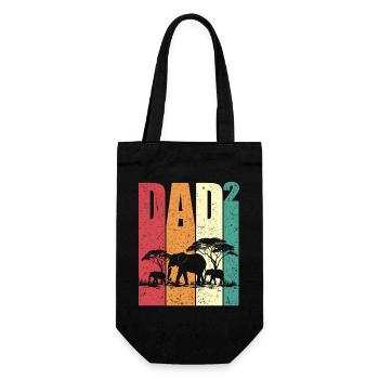 Papa Up Deux Éléphants Safari Cadeau Rétro - Sac à bouteille - noir - Devant