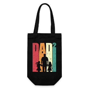 Dad High 2 Dad Two Daughters Retro Dad Gift - Gift Bag for Bottles - black - Front