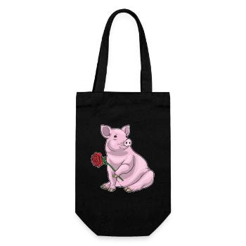 Schwein Rose  - Geschenkbeutel für Flaschen - Schwarz - Vorne