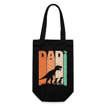 Tyrannosaurus Papa Hoch Zwei Kinder Vater Geschenk - Geschenkbeutel für Flaschen - Schwarz - Vorne