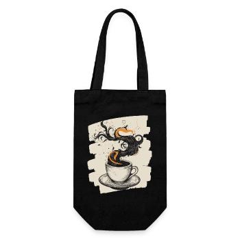 Kaffee Coffee Kaffeeliebhaber - Geschenkbeutel für Flaschen - Schwarz - Vorne