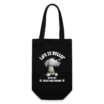 Irish Wolfhound Cartoon Dog Dog Breed - Gift Bag for Bottles - black - Front