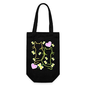 Retro Cats Cat Kitten Vintage Hearts Child - Gift Bag for Bottles - black - Front
