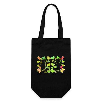 Retro Katzen Katze Kätzchen Vintage Herzen Kind - Geschenkbeutel für Flaschen - Schwarz - Vorne