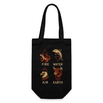 Alchemistische Tiersymbole | Kunst mit vier Elementen - Geschenkbeutel für Flaschen - Schwarz - Vorne