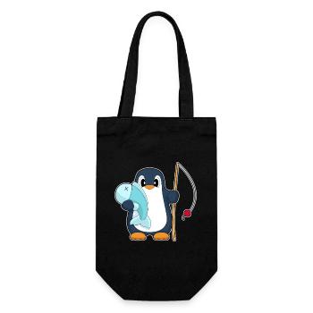 Pinguin Angler Fisch Angeln - Geschenkbeutel für Flaschen - Schwarz - Vorne