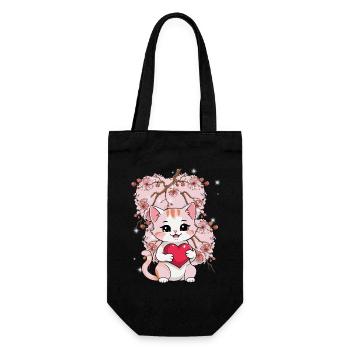 Cat Cats Kitten Heart Valentine - Gift Bag for Bottles - black - Front