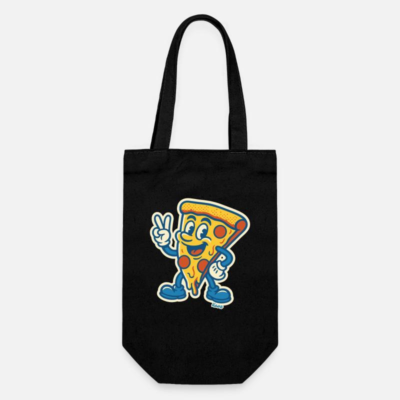Pizza souriante avec signe de paix - Sac à bouteille - noir