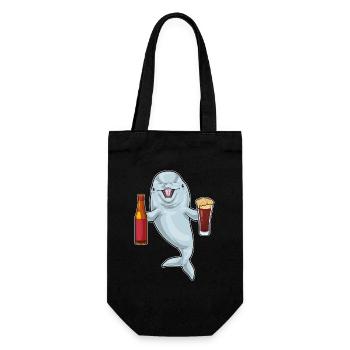 Delfin Flasche Bier - Geschenkbeutel für Flaschen - Schwarz - Vorne