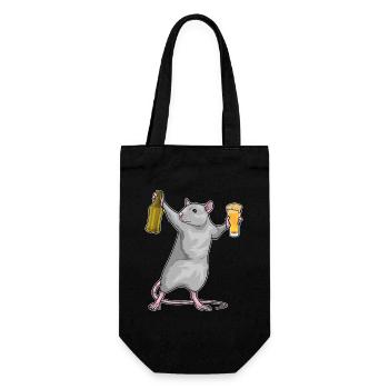 Ratte Flasche Bier - Geschenkbeutel für Flaschen - Schwarz - Vorne