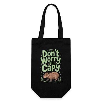 Capybara Dont Worry Be Capy Capybara Rodent - Gift Bag for Bottles - black - Front