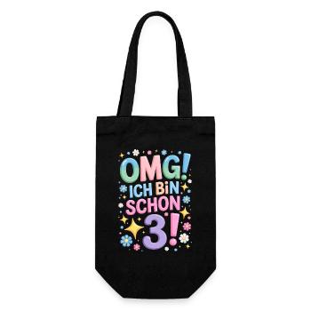 3. Geburtstag Mädchen OMG Ich Bin Schon 3 Jahre - Geschenkbeutel für Flaschen - Schwarz - Vorne