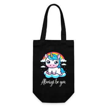 Licorne mignonne avec arc-en-ciel - Always Be You - Sac à bouteille - noir - Devant
