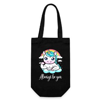 Einhorn Gym Motivation - Always Be You - Geschenkbeutel für Flaschen - Schwarz - Vorne