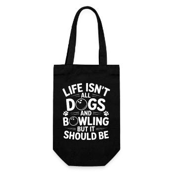 Bowling Spruch Hunde Lustiges Bowling Geschenk - Geschenkbeutel für Flaschen - Schwarz - Vorne