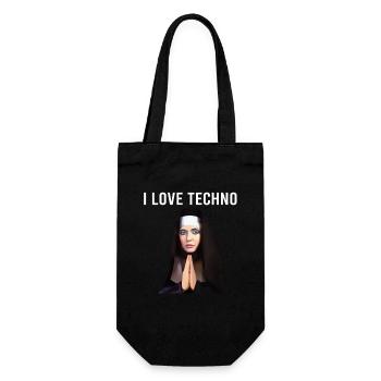 I Love Techno Nonne - Geschenkbeutel für Flaschen - Schwarz - Vorne