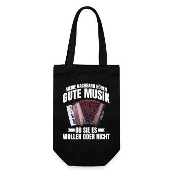 Meine Nachbarn hören gute Musik - Akkordeon Humor - Geschenkbeutel für Flaschen - Schwarz - Vorne