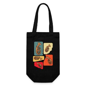 Creative tenor horn design in retro colors - Gift Bag for Bottles - black - Front