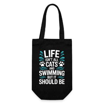 Schwimmen Spruch Katze Lustiges Schwimmen Geschenk - Geschenkbeutel für Flaschen - Schwarz - Vorne