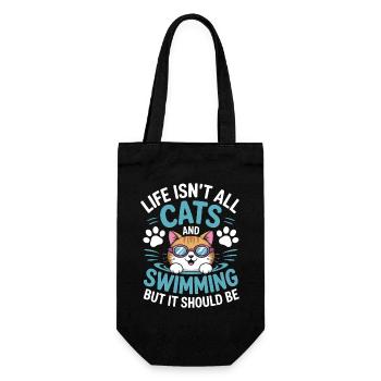 Schwimmen Spruch Katze Lustiges Schwimmen Geschenk - Geschenkbeutel für Flaschen - Schwarz - Vorne