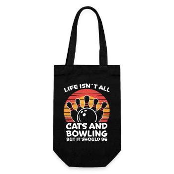 Bowling Saying Cats Funny Bowling Gift - Gift Bag for Bottles - black - Front