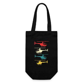 Retro Helikopter - Geschenkbeutel für Flaschen - Schwarz - Vorne