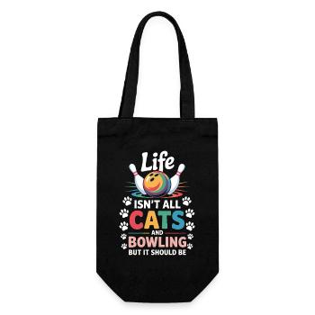 Bowling Spruch Katzen Lustiges Bowling Geschenk - Geschenkbeutel für Flaschen - Schwarz - Vorne