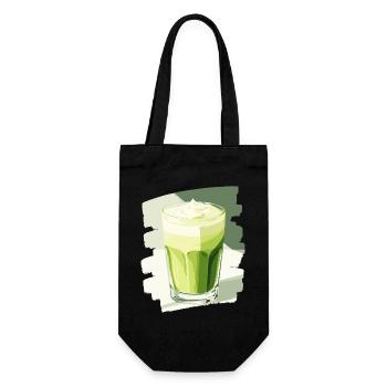 Matcha Latte Liebhaber Grüntee - Geschenkbeutel für Flaschen - Schwarz - Vorne