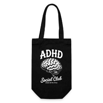 ADHD Gehirn Social Club Chaos - Geschenkbeutel für Flaschen - Schwarz - Vorne
