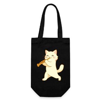 Cat plays oboe - Gift Bag for Bottles - black - Front