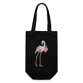 Flamingo Waffeleis - Geschenkbeutel für Flaschen - Schwarz - Vorne