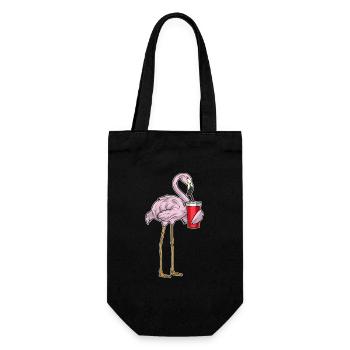Flamingo Becher to go - Geschenkbeutel für Flaschen - Schwarz - Vorne