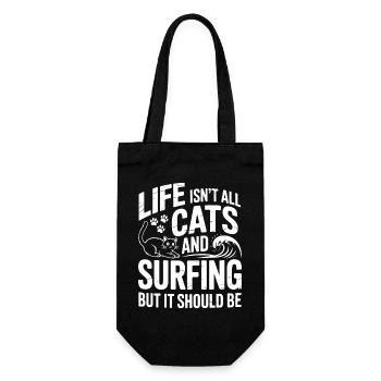 Surfing Spruch Katzen Lustiges Surfing Geschenk - Geschenkbeutel für Flaschen - Schwarz - Vorne