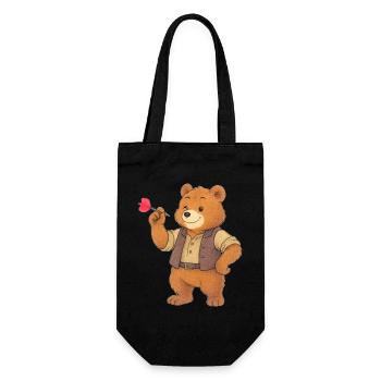 Bear playing darts - Gift Bag for Bottles - black - Front
