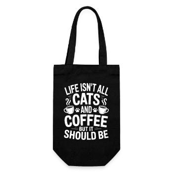 Kaffee Spruch Katzen Lustiges Kaffee Geschenk - Geschenkbeutel für Flaschen - Schwarz - Vorne