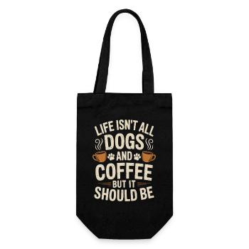 Kaffee Spruch Hunde Lustiges Kaffee Geschenk - Geschenkbeutel für Flaschen - Schwarz - Vorne