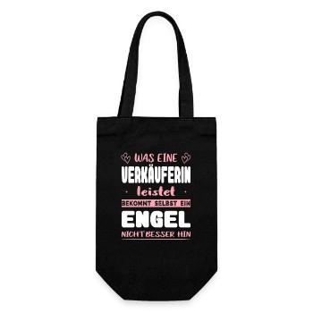 Verkäuferin Geschenke Abschied Kollegin Rente - Geschenkbeutel für Flaschen - Schwarz - Vorne