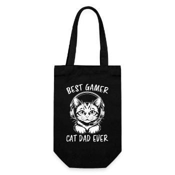 Gamer Spruch Papa Katzen Lustiges Gaming Geschenk - Geschenkbeutel für Flaschen - Schwarz - Vorne