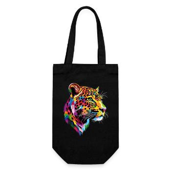 Leopard Panther Raubkatze Katze Panter Leoparden - Geschenkbeutel für Flaschen - Schwarz - Vorne