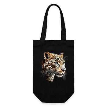 Leopard Panther Raubkatze Katze Panter Leoparden - Geschenkbeutel für Flaschen - Schwarz - Vorne