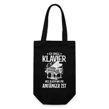 Ich spiele Klavier - Konzertflügel Pianist Piano - Geschenkbeutel für Flaschen - Schwarz - Vorne