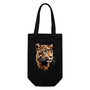Leopard Panther Raubkatze Katze Panter Leoparden - Geschenkbeutel für Flaschen - Schwarz - Vorne