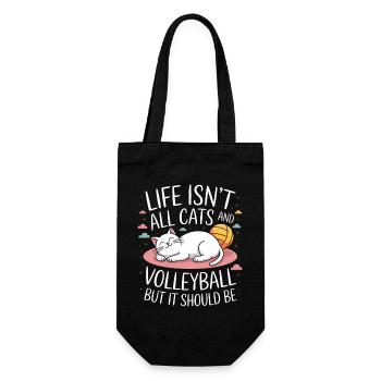 Volleyball Katze Lustiges Volleyball Geschenk - Geschenkbeutel für Flaschen - Schwarz - Vorne