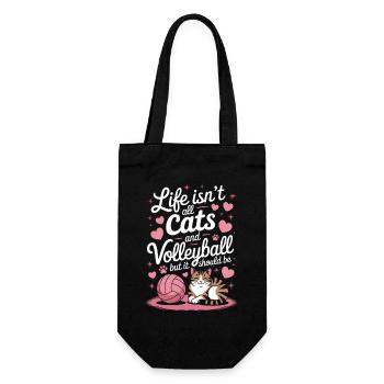 Volleyball Katze Lustiges Volleyball Geschenk - Geschenkbeutel für Flaschen - Schwarz - Vorne