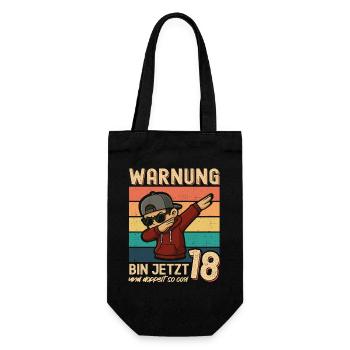 18. Geburtstag Dabbing Design Bin Jetzt 18 - Geschenkbeutel für Flaschen - Schwarz - Vorne
