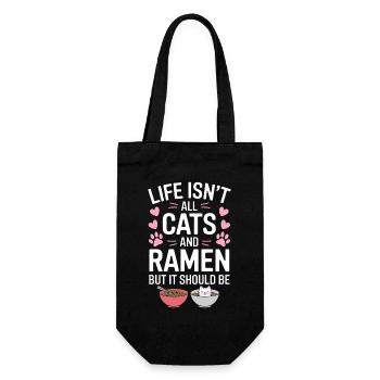 Ramen Katze Anime Lustiges Kawaii Ramen Geschenk - Geschenkbeutel für Flaschen - Schwarz - Vorne