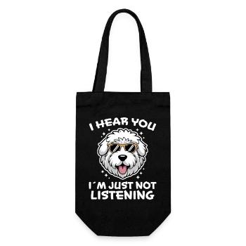 Old English Sheepdog Spruch Witz Sheepdog Geschenk - Geschenkbeutel für Flaschen - Schwarz - Vorne