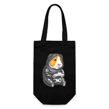 Meerschweinchen Halloween Gamer - Geschenkbeutel für Flaschen - Schwarz - Vorne