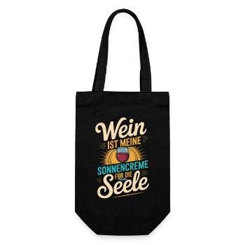 Wein als Sonnencreme der Seele - Geschenkbeutel für Flaschen - Schwarz - Vorne